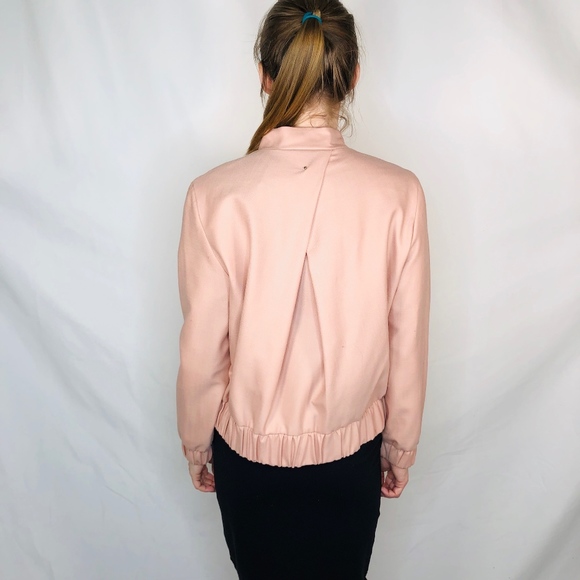 Cuyana Blush Millenial Pink Bomber Jacket Wool 706 - Picture 4 of 8